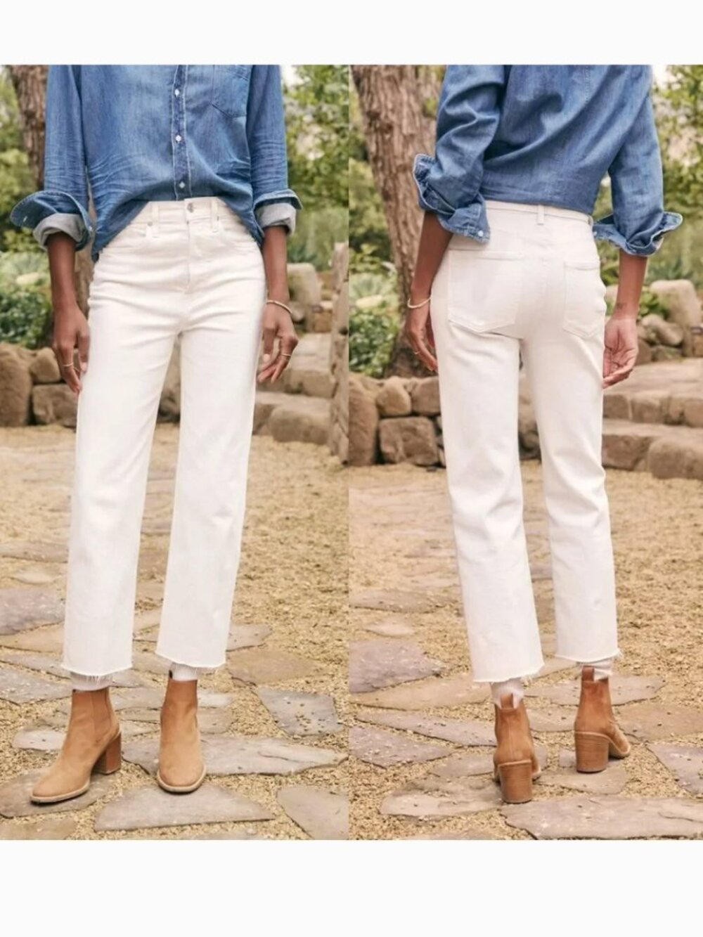 Frank & Eileen Monaghan Italian Vintage Denim Jeans in Cream/White Women's 29